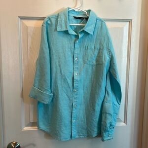 Janie and Jack boys linen/cotton long sleeve button down shirt